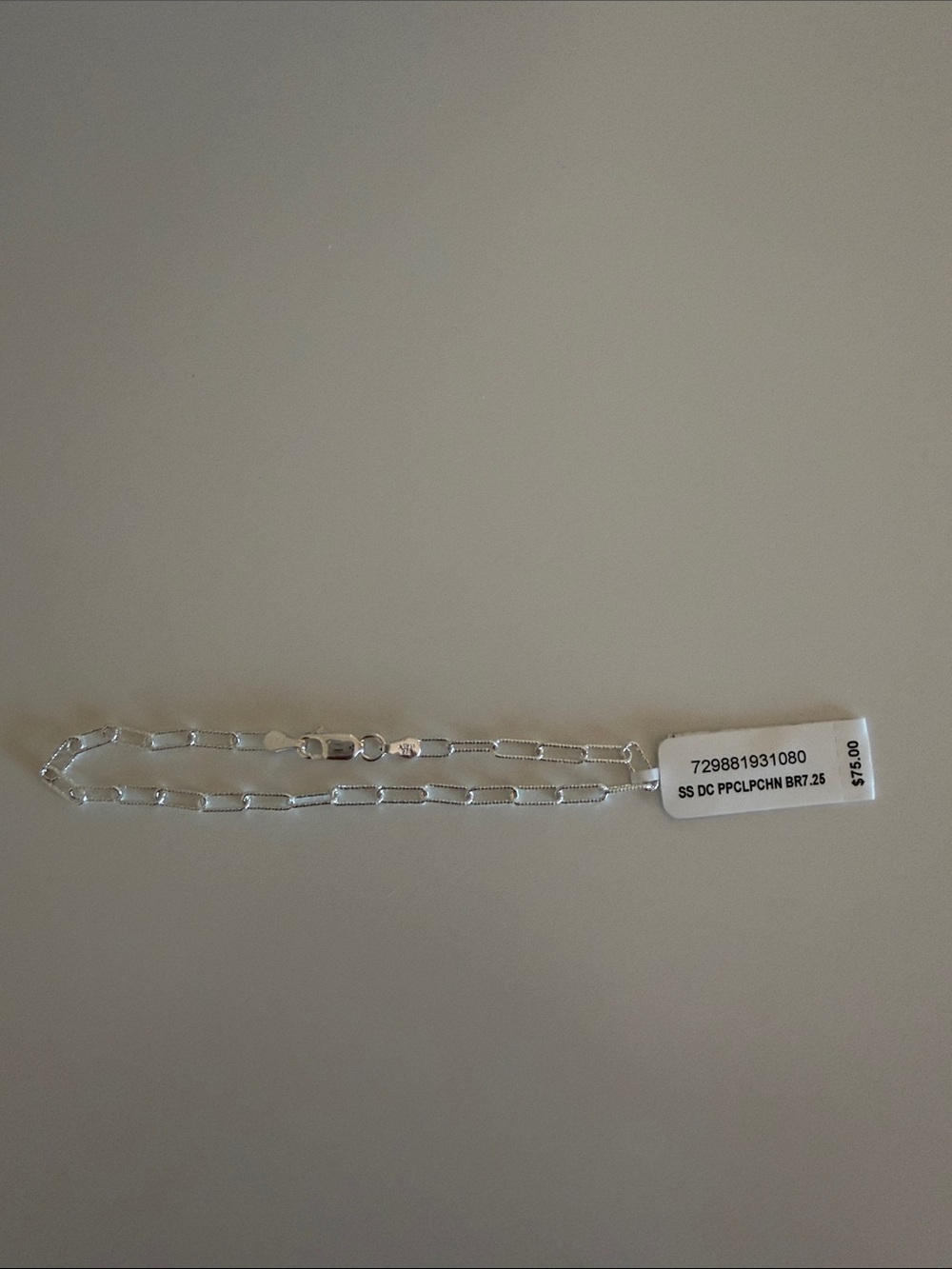 Sterling Silver Paperclip Chain Bracelet - Bright Silver Tone